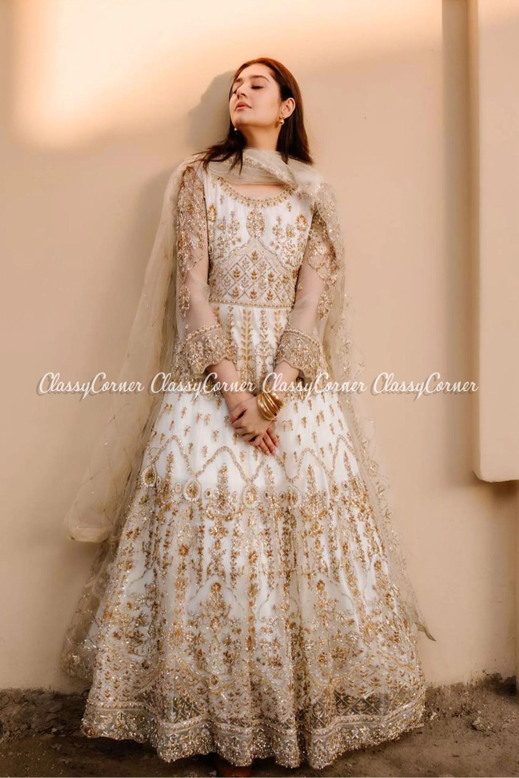 Picture Color Available Net White Wedding Gown With Silver Embroidery at Rs  12000 in Mumbai