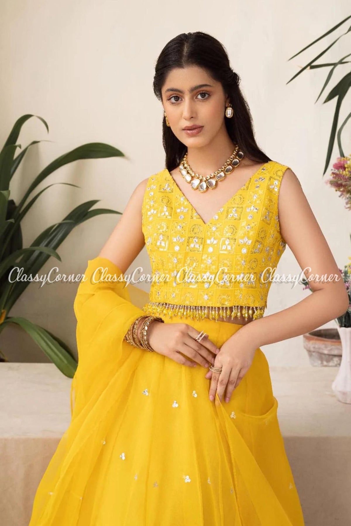 Yellow Party Wear Lehenga