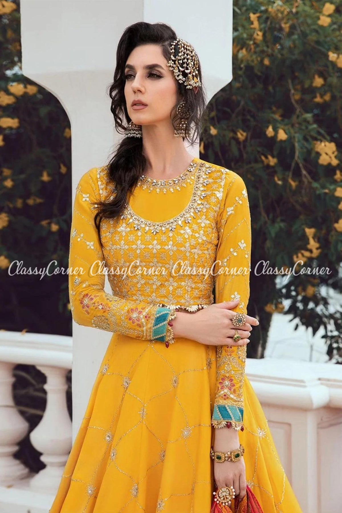 Yellow Tilla Embroidered Pakistani Lehenga Choli