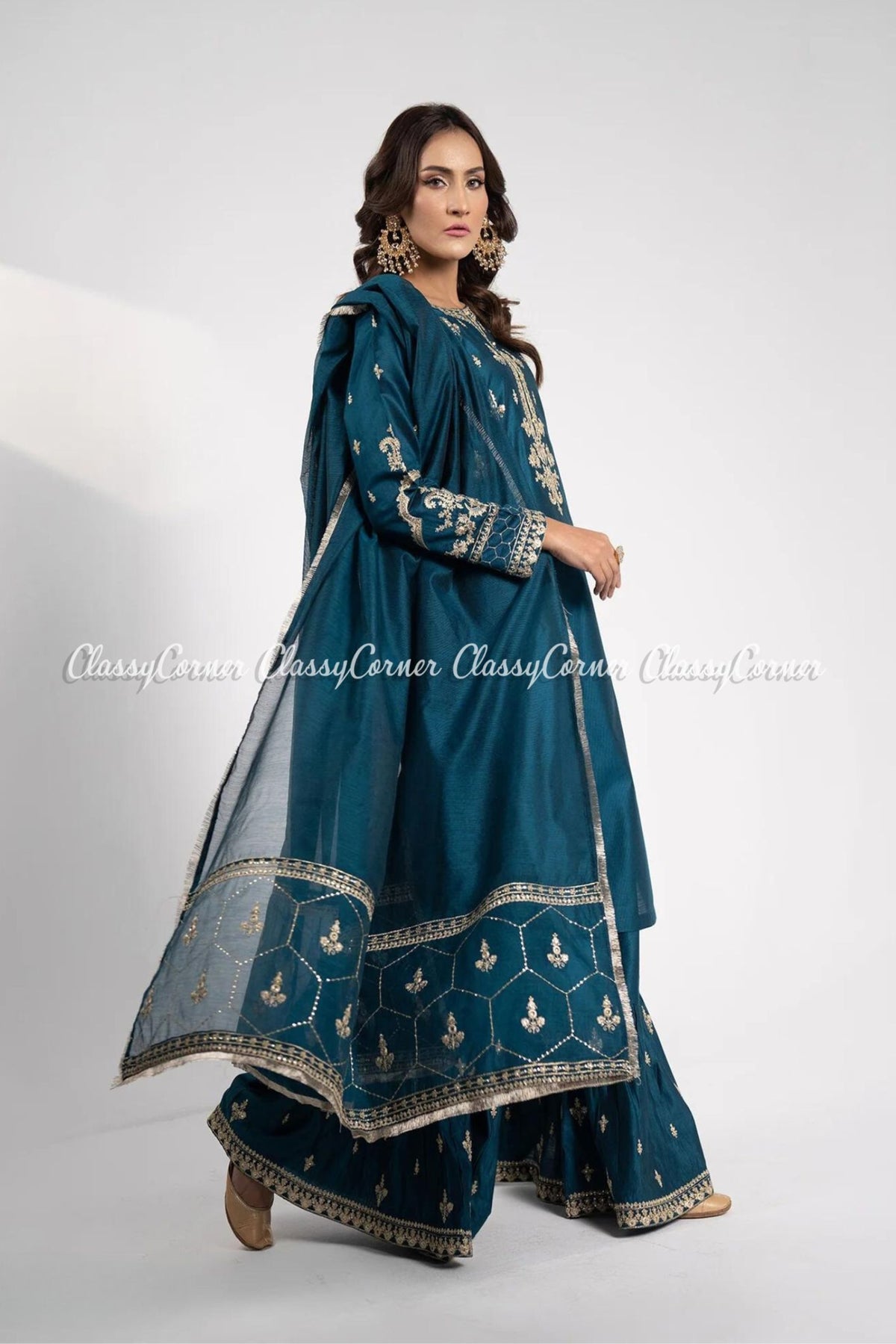 Zinc Katan Embellished Readymade Gharara Outfit