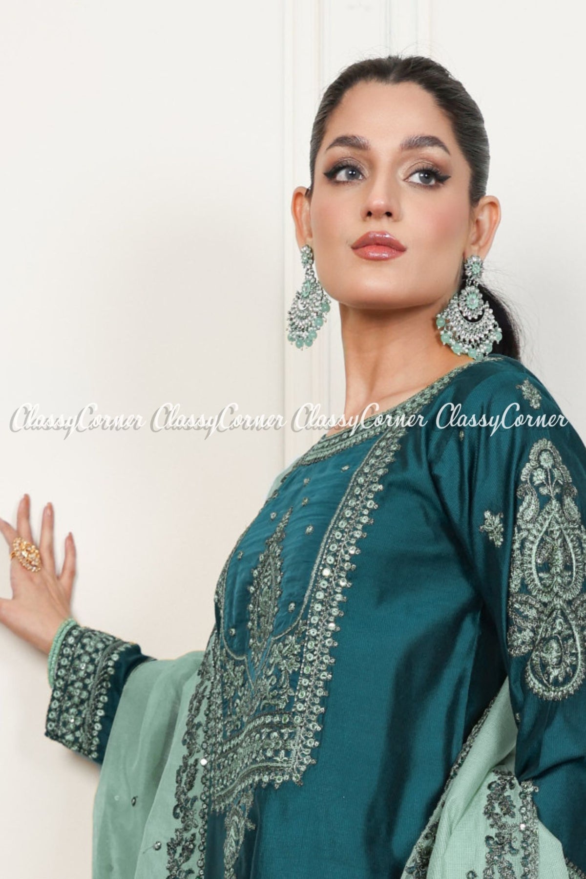 Zinc Grey Katan Embroidered Salwar Kameez Outfit