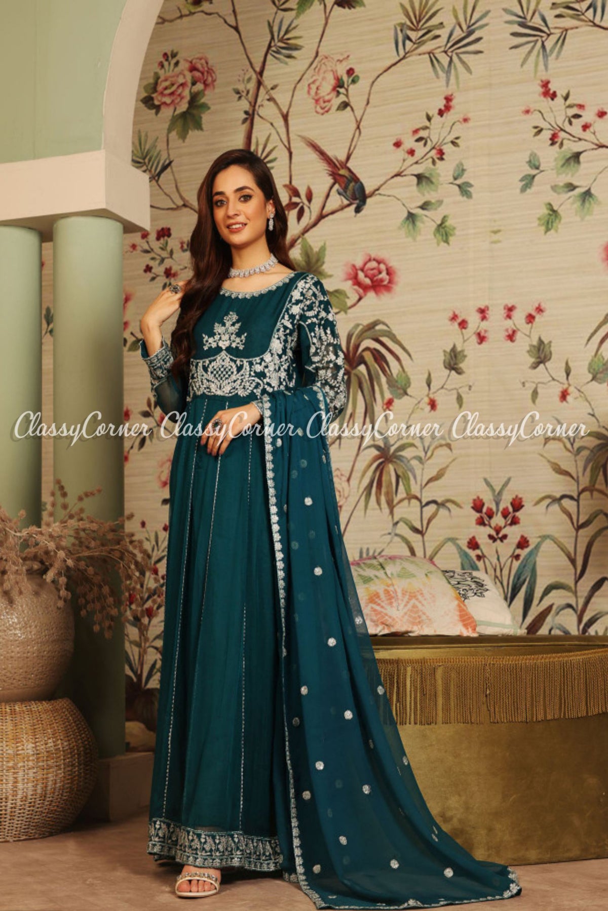 Zinc Embroidered Chiffon Pakistani Formal Wear Maxi