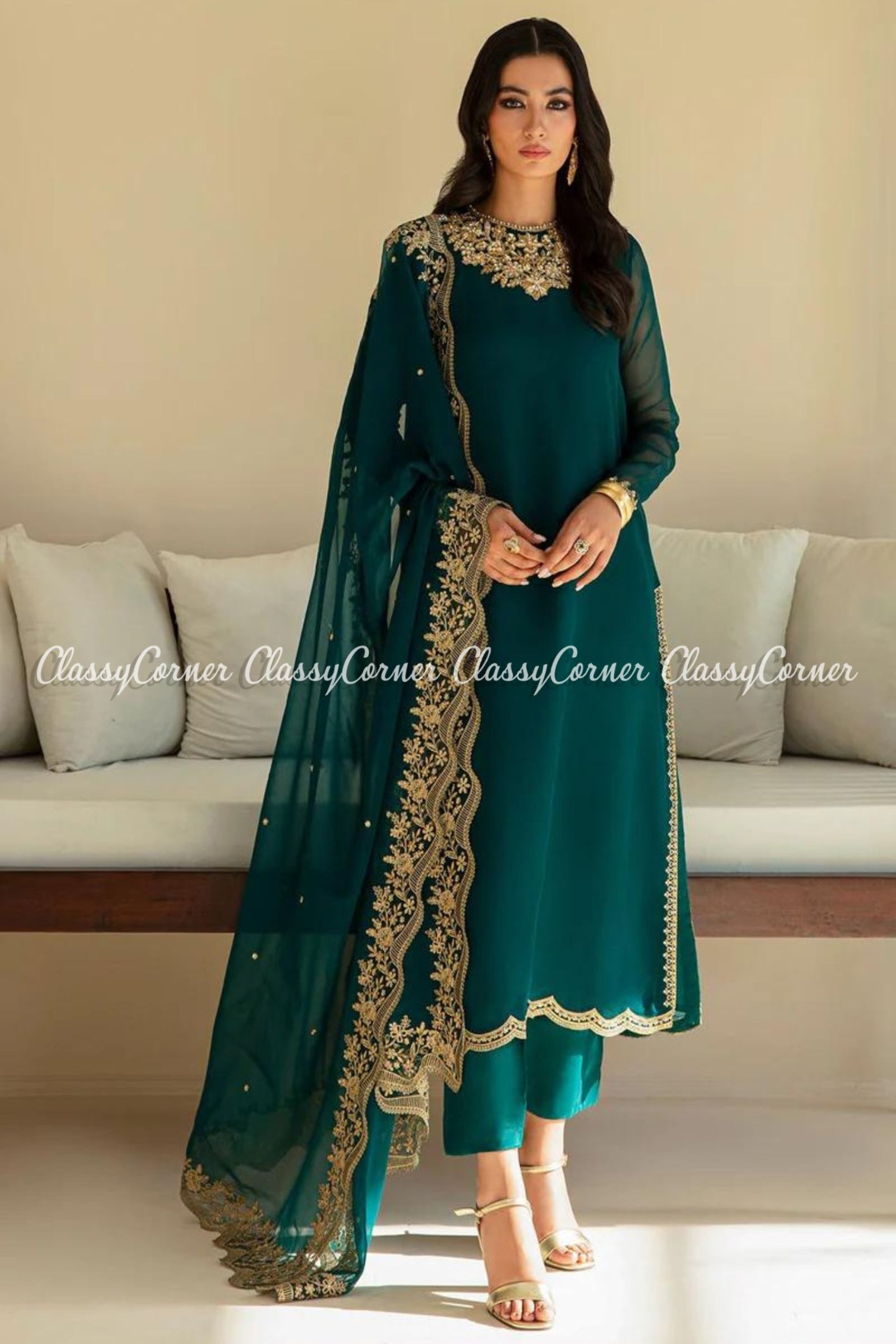 Green salwar sale suit online