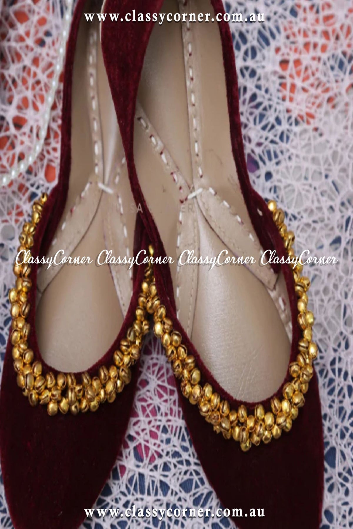 Maroon Velvet Khussa - Classy Corner