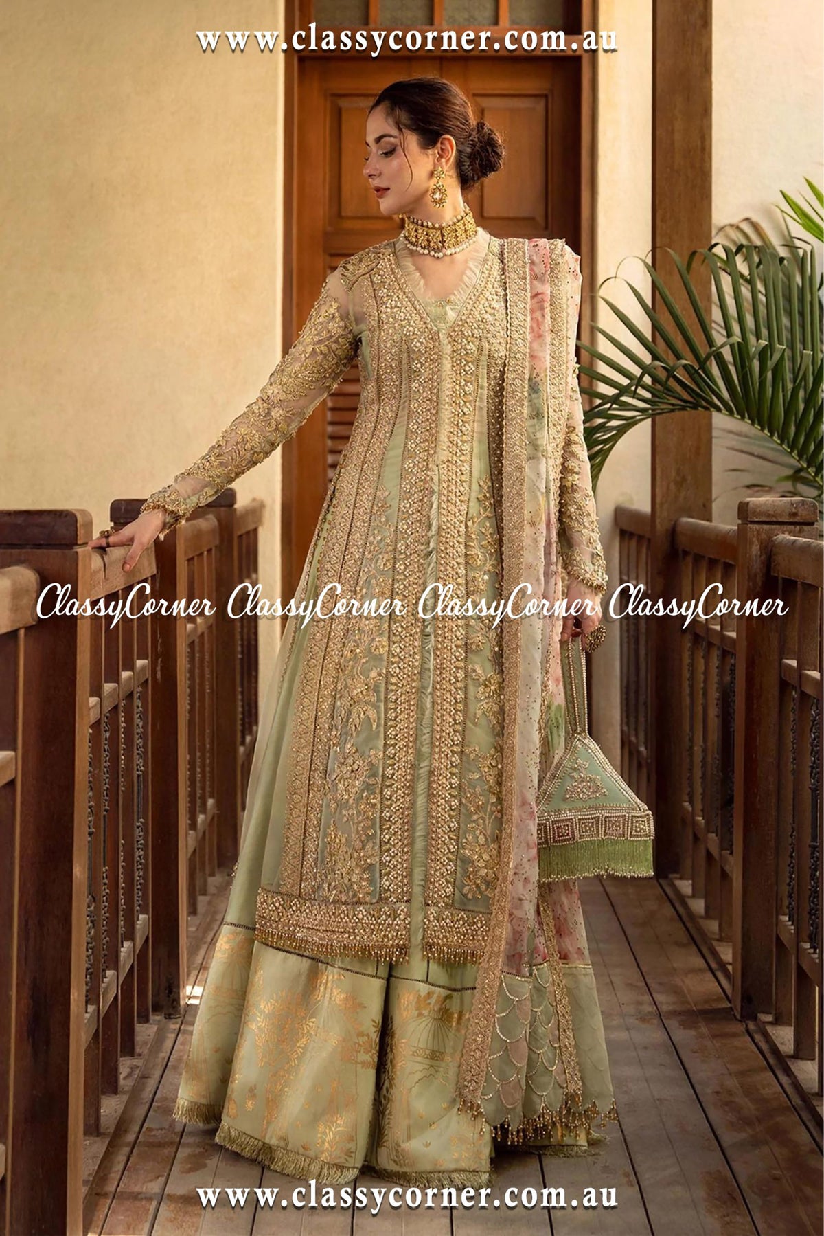 Pastel Green Lehnga Outfit - Classy Corner