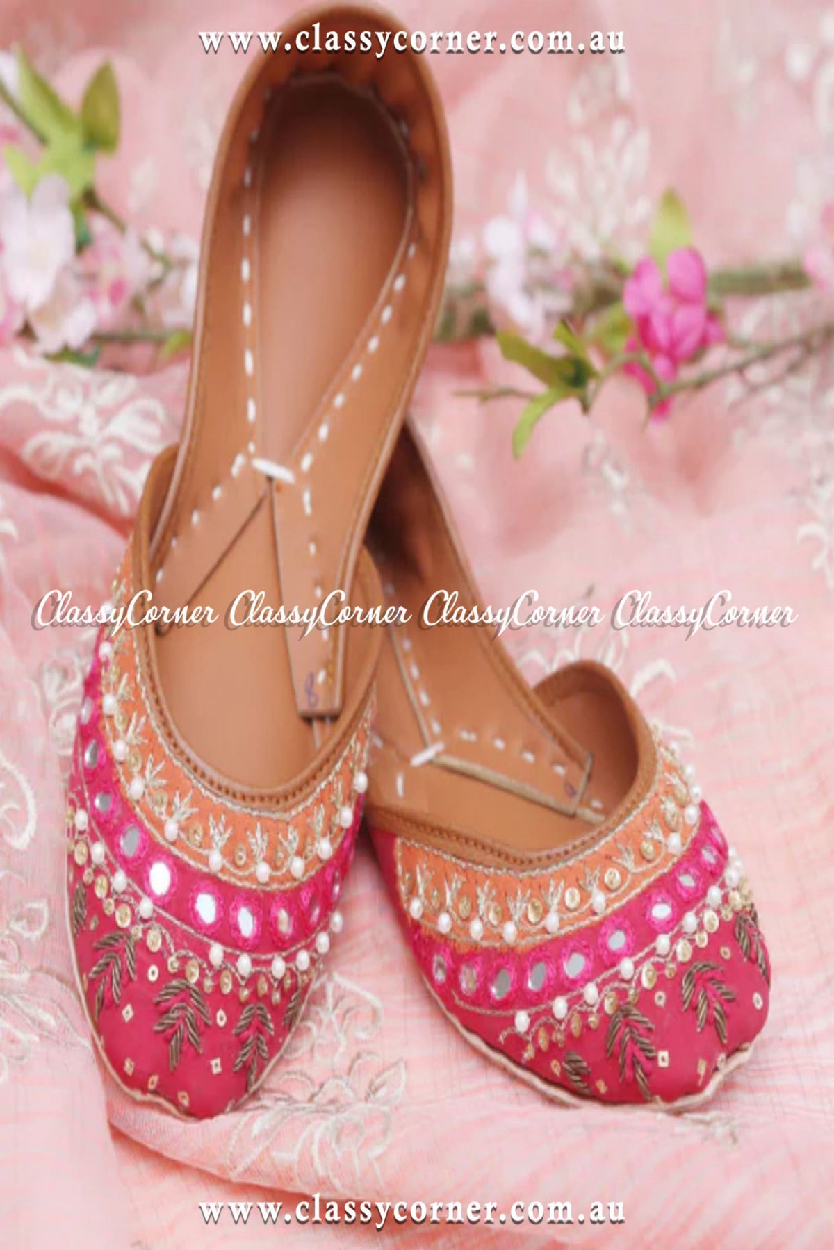 Pink Embroidered Khussa - Classy Corner