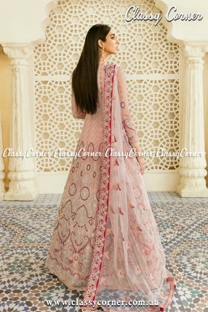 pakistani gown dress tea pink