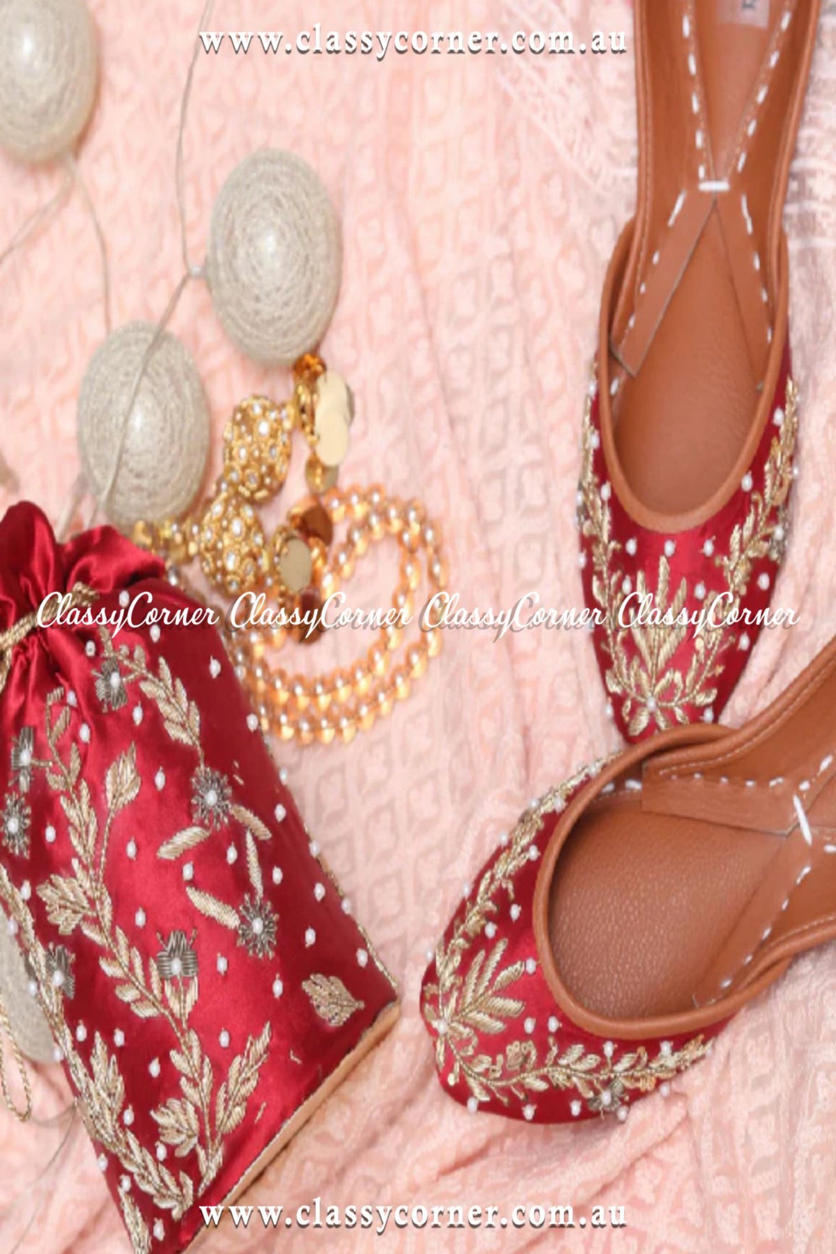 Red Bridal Khussa - Classy Corner