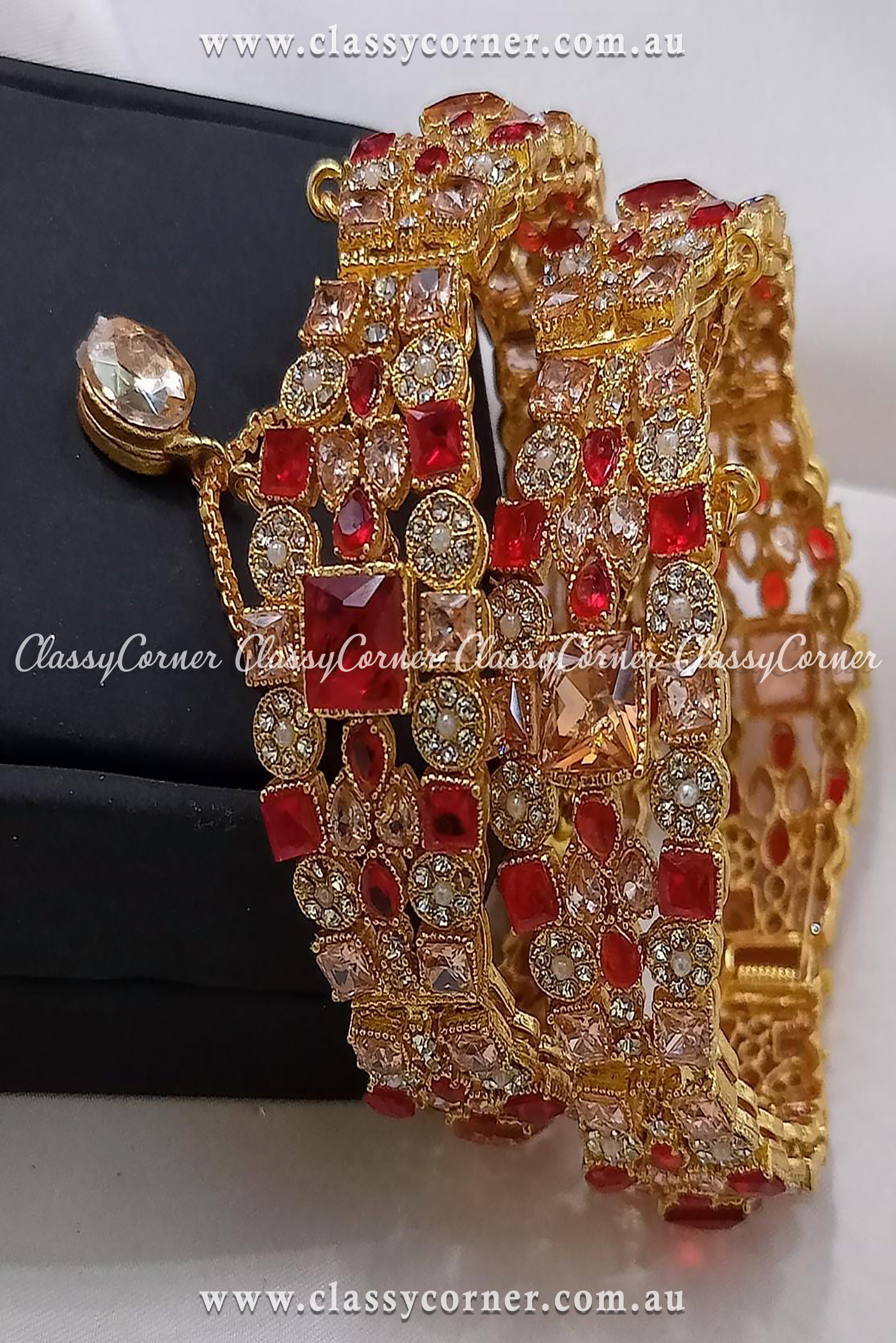 Red stone shop bangles gold