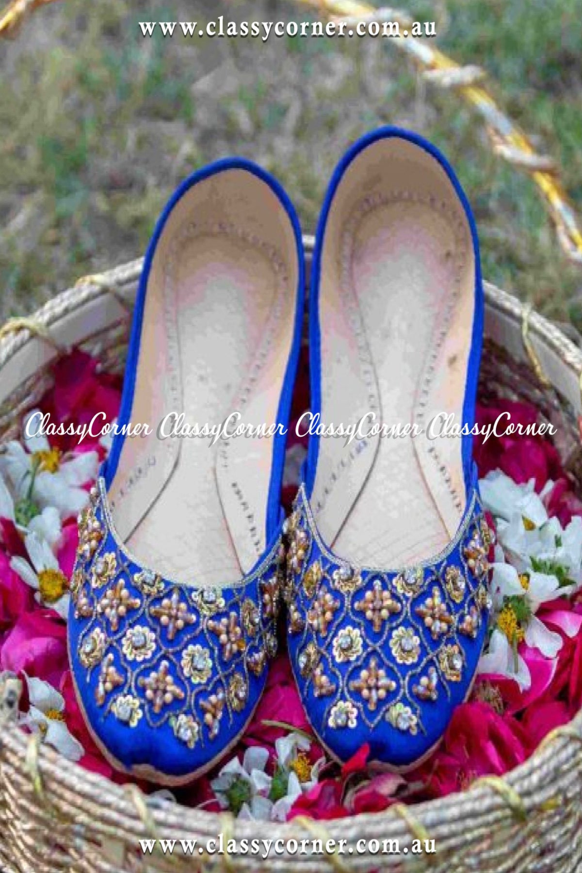 Blue Embellished Khussa - Classy Corner