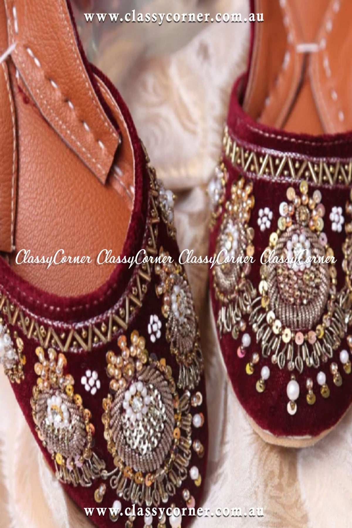 Maroon Velvet Khussa - Classy Corner