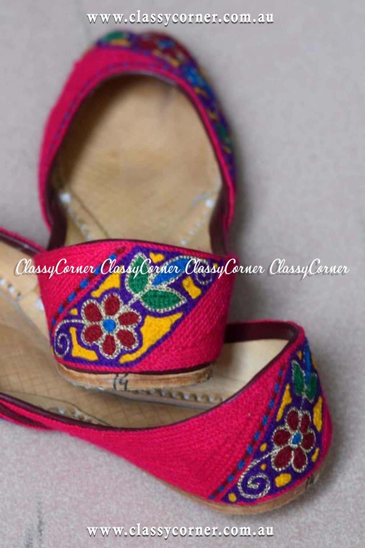 Hot Pink Embroidered Khussa - Classy Corner