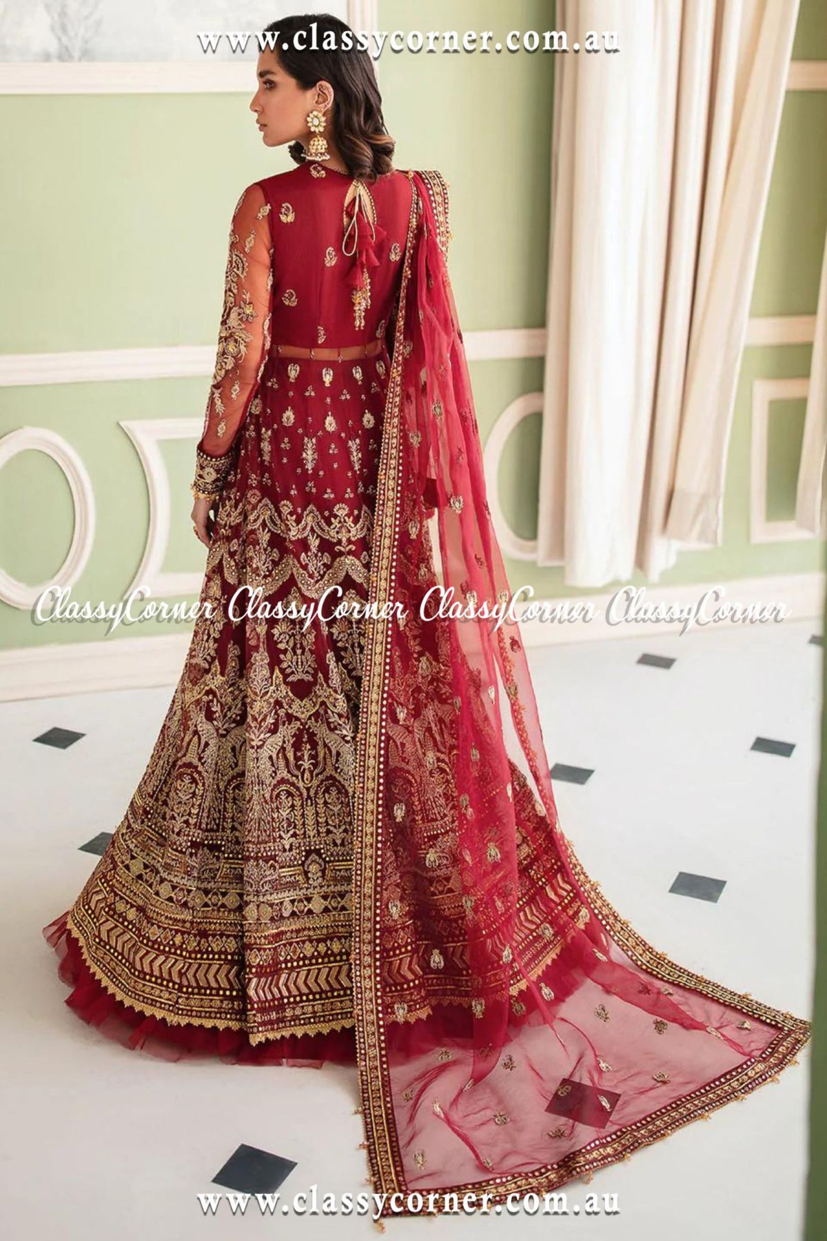 Maroon Embroidered Lehenga Party Outfit - Classy Corner