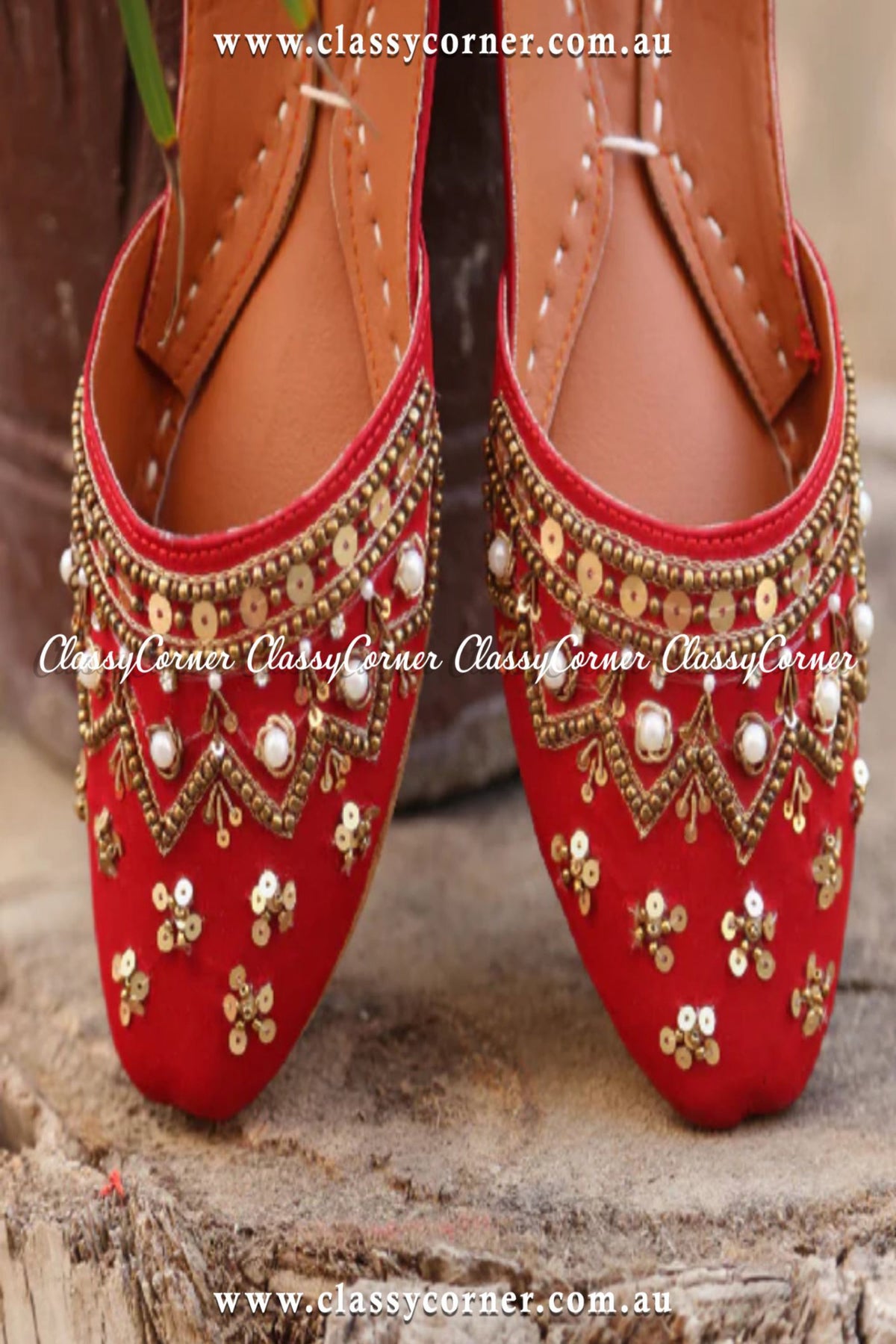 Red Wedding Wear Khussa - Classy Corner