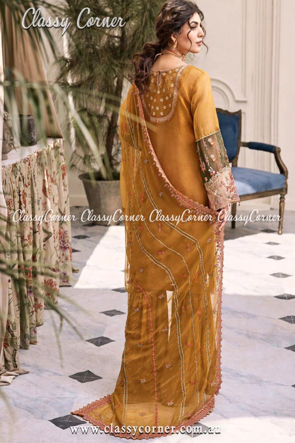 Pakistani Mustard Yellow Gharara Outfit