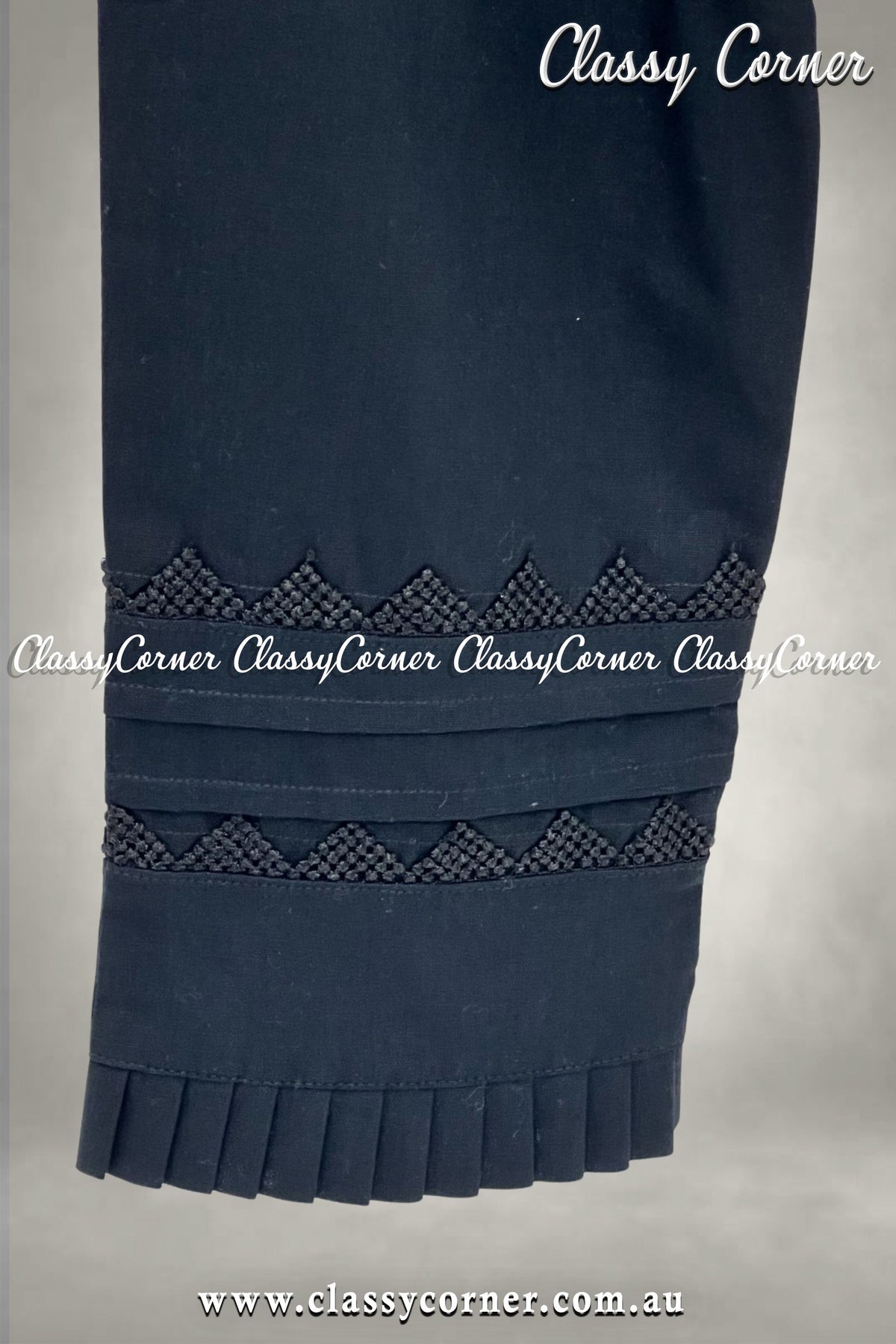 Black Lace Border Design Trouser - Classy Corner