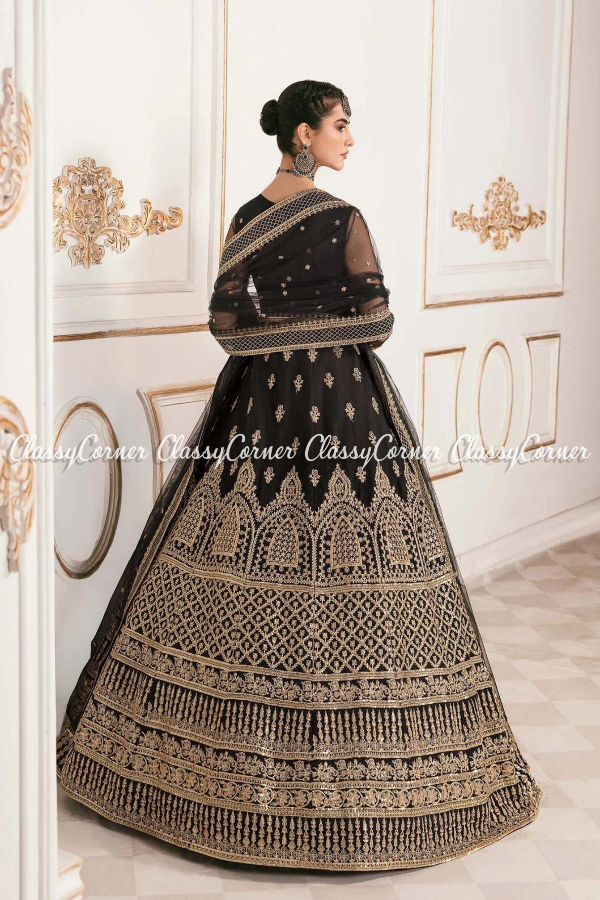 Black and shop gold asian dress