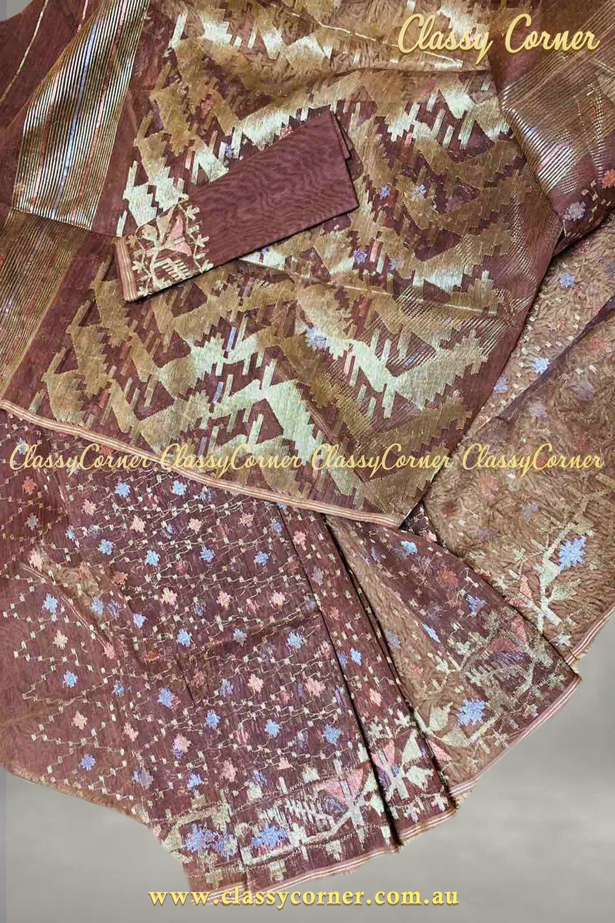 Brownie Chocolate Jamdanee Saree - Classy Corner