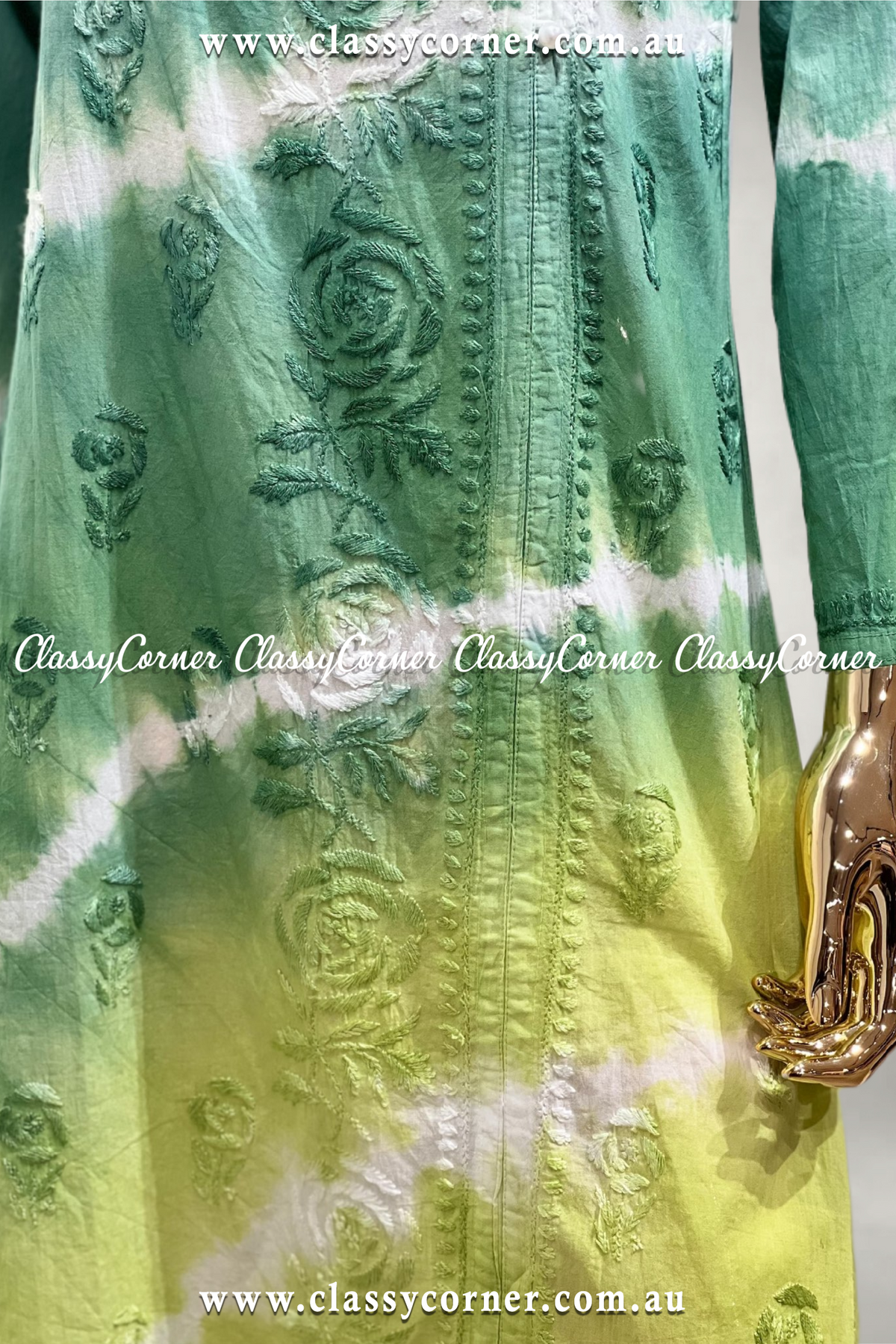 Pistachio Lime Green Embroidered Kurti - Classy Corner