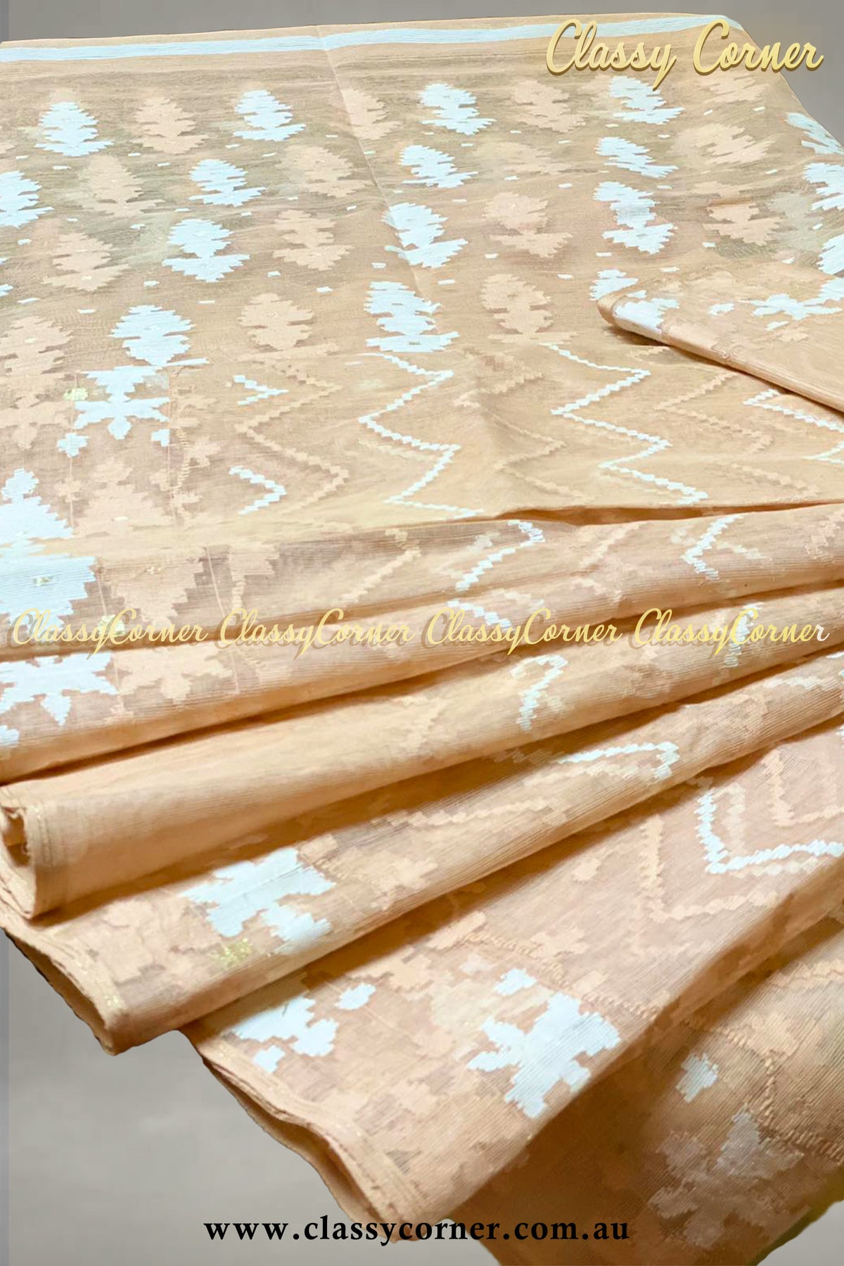 Light Peach Jamdani Saree - Classy Corner