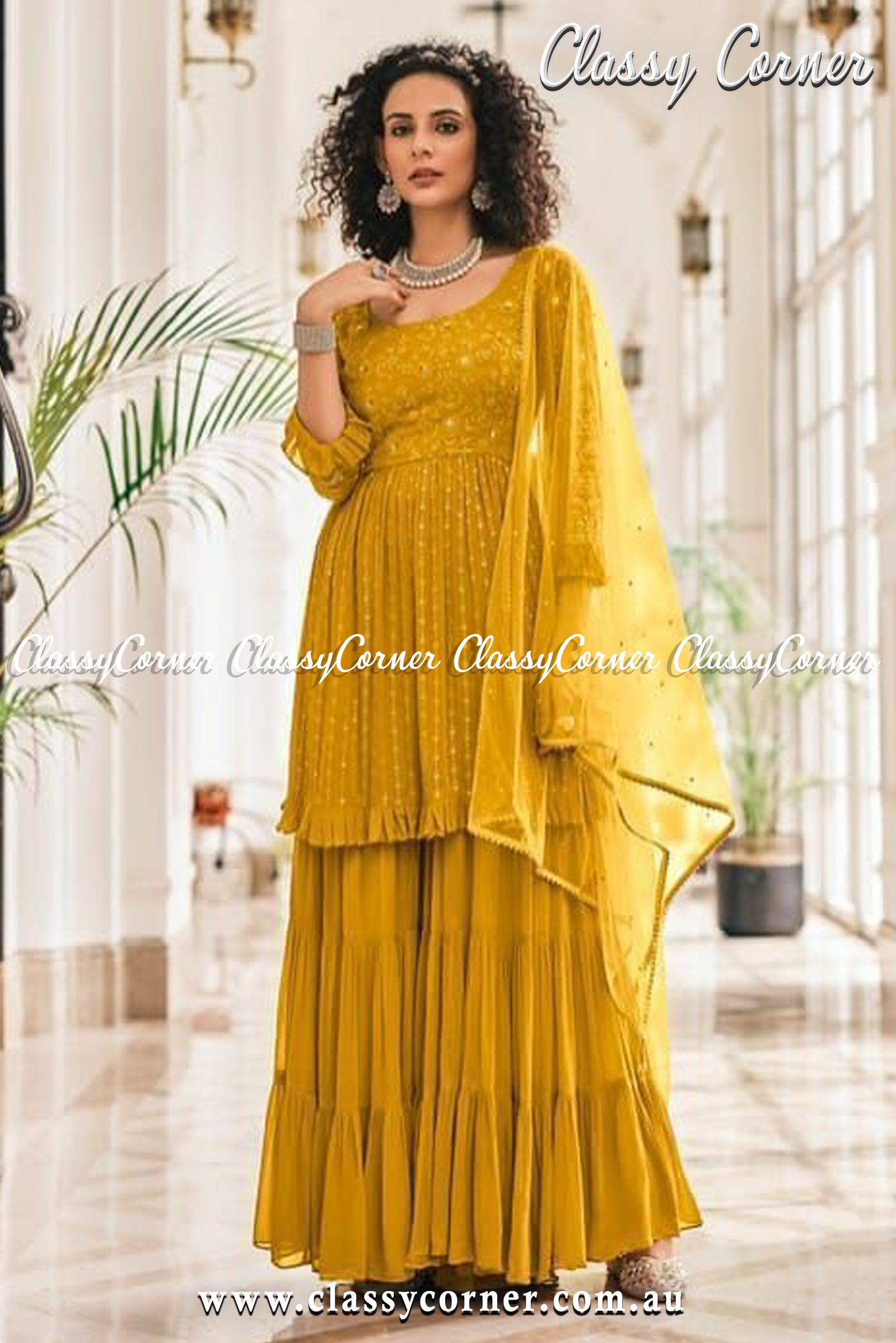 Buy Green Ethnic Wear Gharara 3pc Suit For Women By