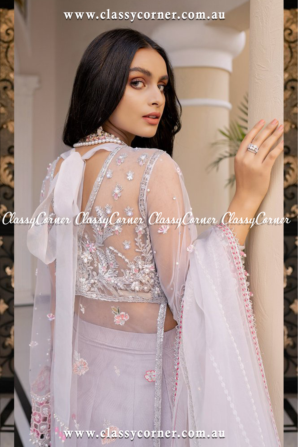 Purple Pink Sharara Dupatta - Classy Corner