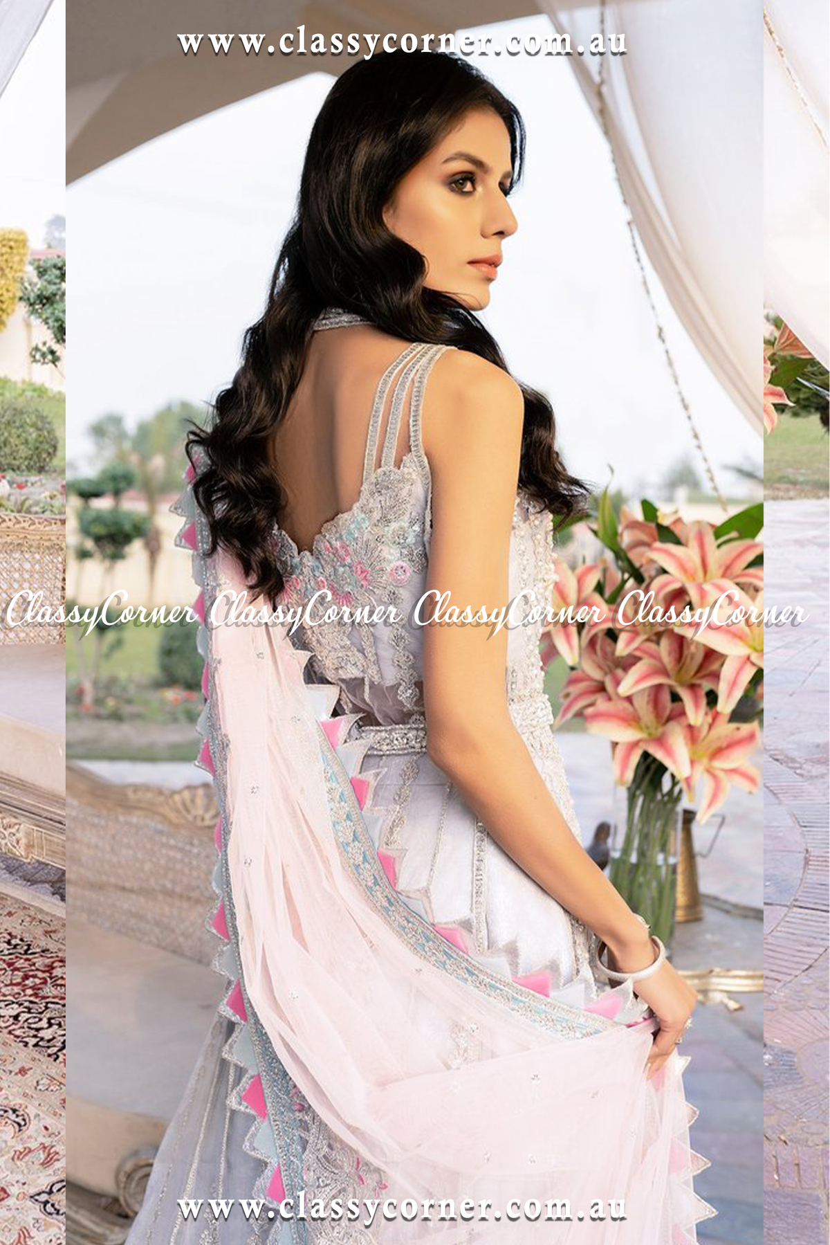 Powder Pink Party Split Gown - Classy Corner