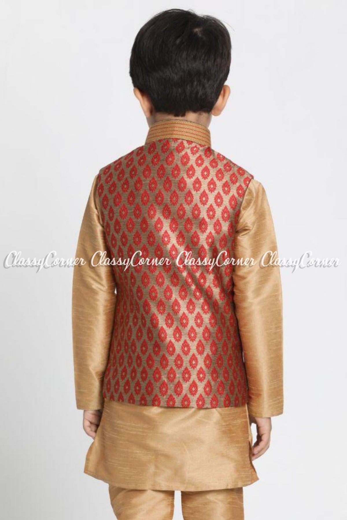 Maroon Copper Silk Blend Boy&#39;s Jacket