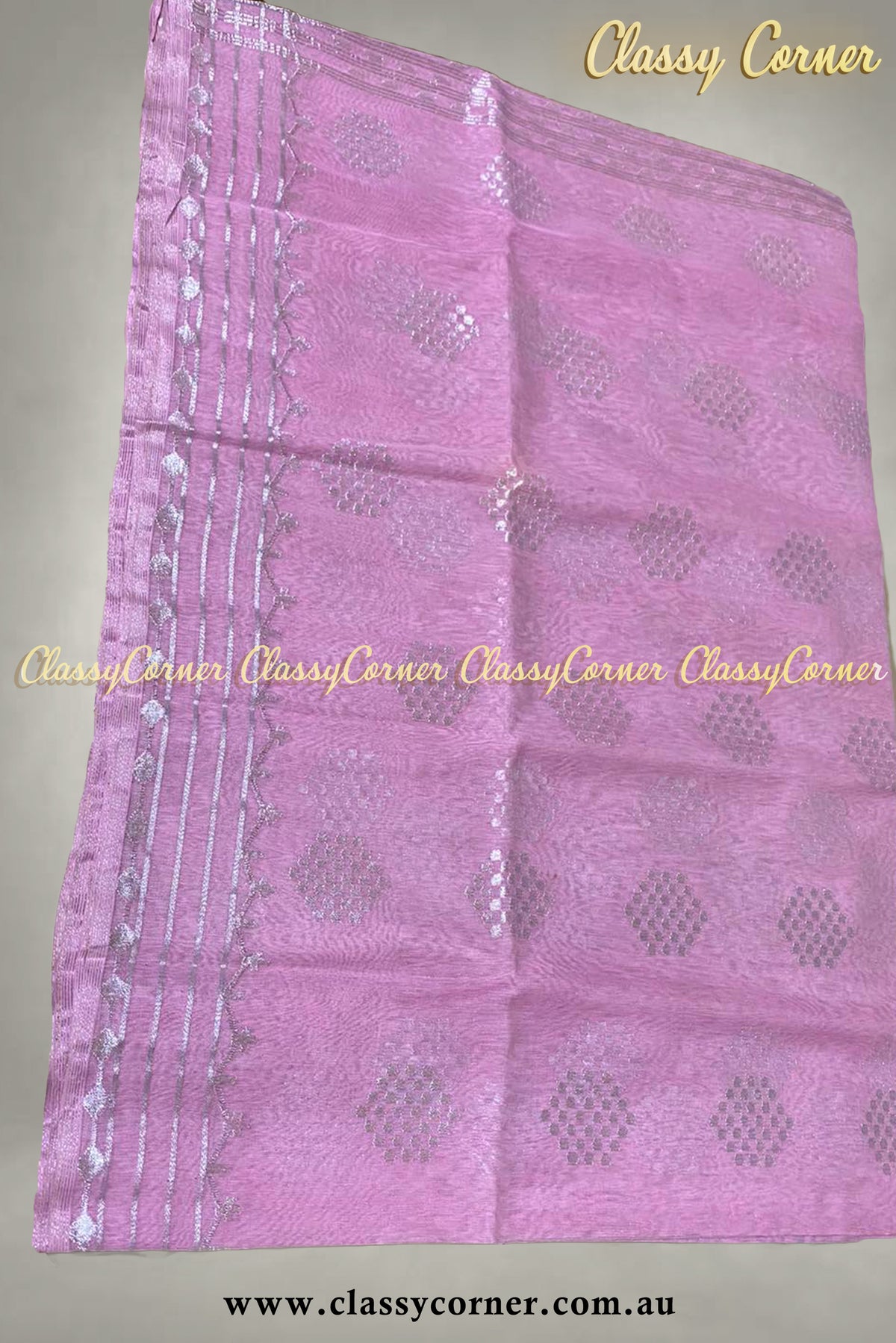 Sweet Pink Silver Jamdani Saree - Classy Corner