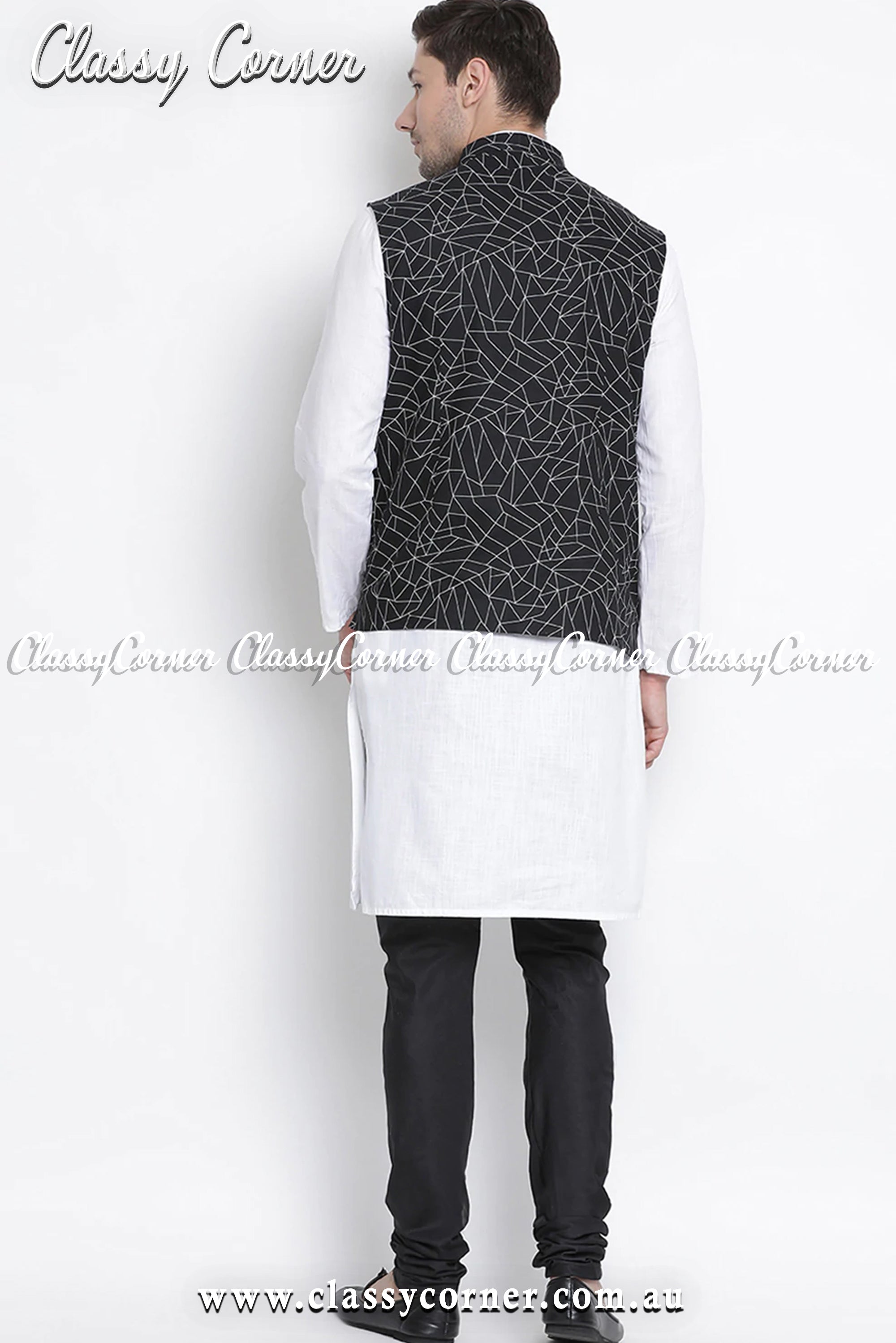 Buy Black Art Silk Embroidered Zari Work Nehru Jacket Kurta Set For Men by  Samyukta Singhania Online at Aza Fashions.