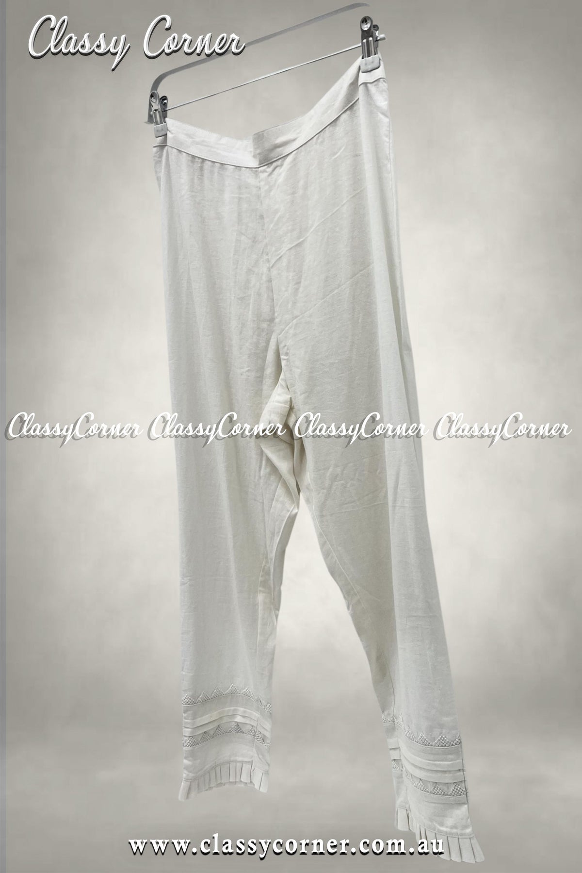 White Lace Border Design Trouser - Classy Corner