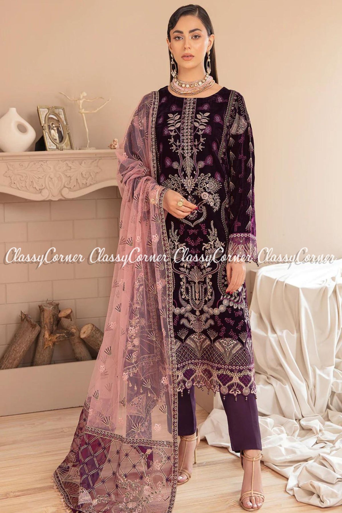 Pakistani Velvet Suits for Women 